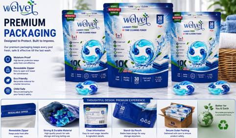 Quality manufacturing process of Welvet Wash pods at Ahmedabad facility